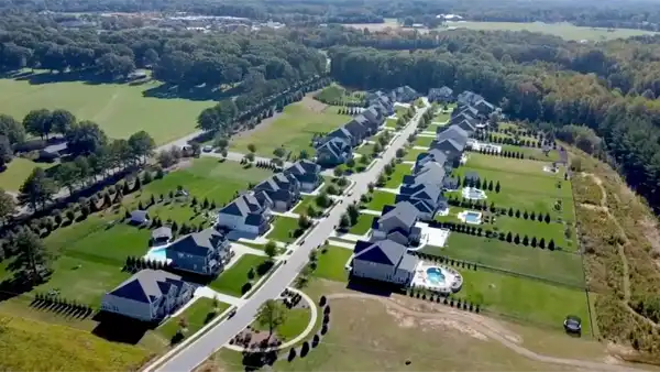 Aerial view of Weddington linking to Weddington lawn care services.